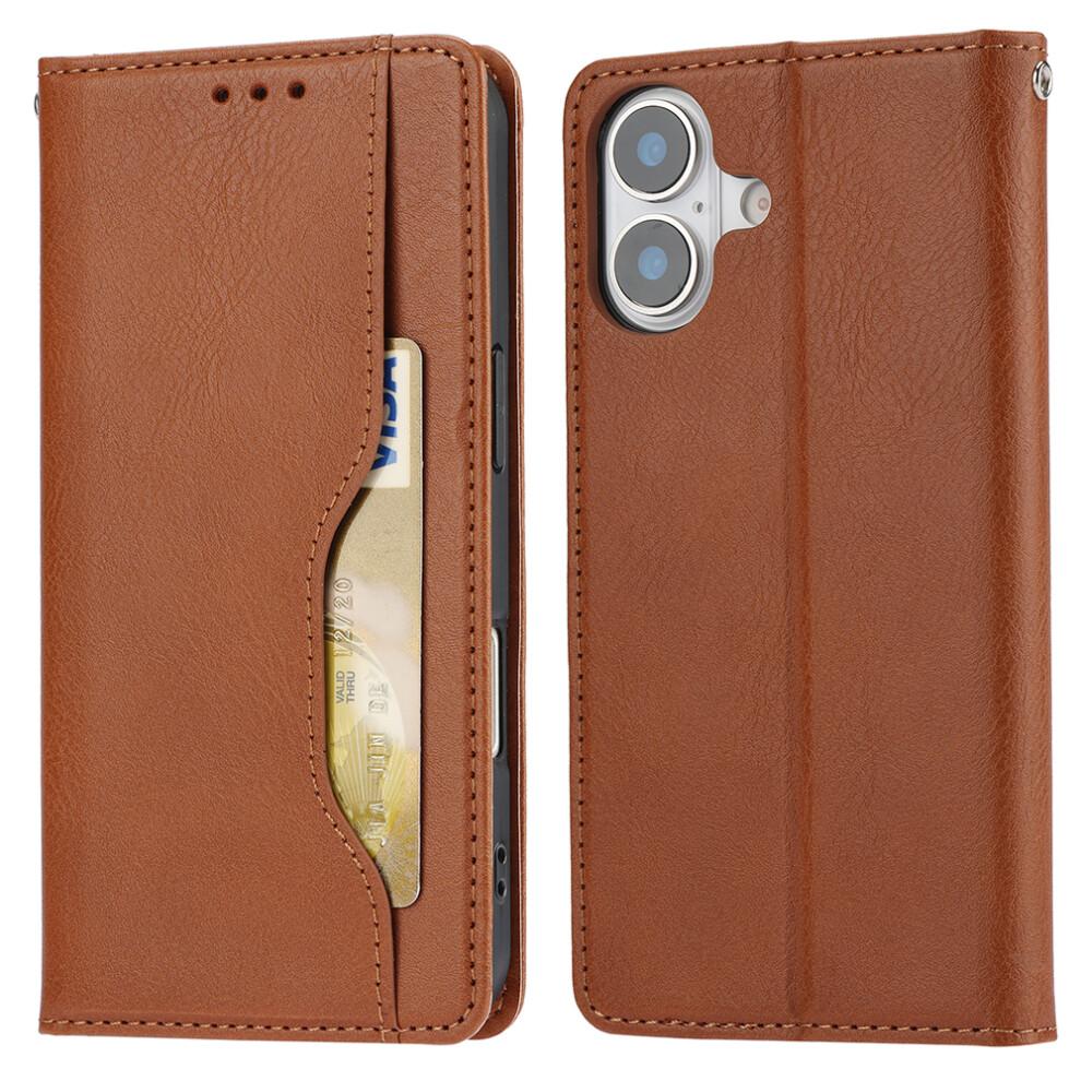 (iPhone 17, Light Brown) For iPhone 17 Cell Phone Case Magnetic Closing PU Leather Stand Cover