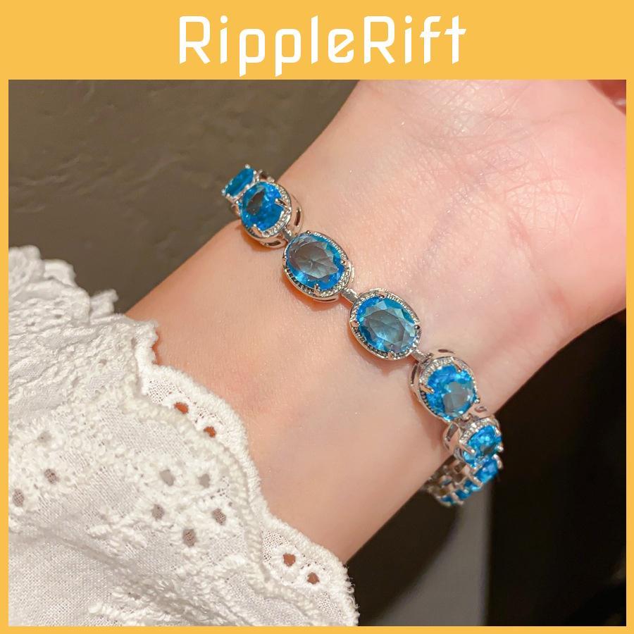 Womens Zircon Oval Cuff Bracelet With Geometric Style Light Luxury Office Wear Gift Idea
