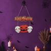 Cartoon Halloween Pumpkin Welcome Sign Wooden Haunted House Hanging Door Plate  Porch