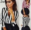 Danmo модные женские рубашки и блузки элегантная полосатая рубашка с принтом весна-лето большой размер женская одежда блузка топы