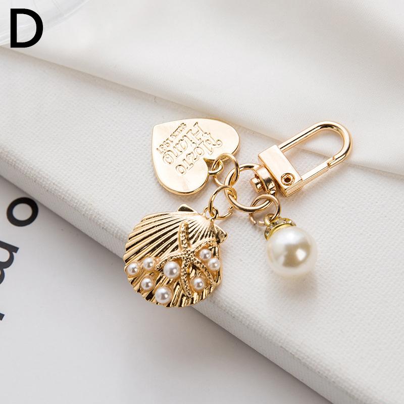 1PC Key Ring Keychain Shell Keychain Heart Keychain Bag Ornament Key Accessory Metal Pendant