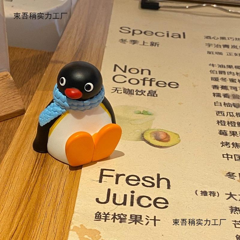Cute Pingus Penguin Family Doll Ornaments Car Decoration Figure Collectible Model Statue Boy Girl Toy Gift With Seamless Pasting