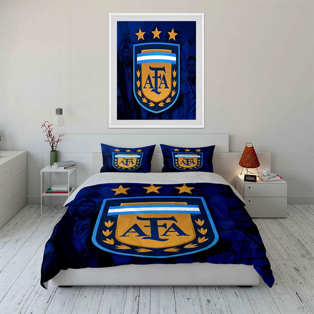 Blue bedding featuring AFA logo. Bedding sets Duvet cover sets Duvet covers Pillowcases(1 * Duvet Cover 2 * Pillowcases without duvet insert)