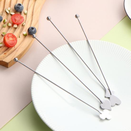Stainless Steel Mixing Stick, Spade, Heart, Diamond, Club Shaped, Cute Fruit Swizzle Stirrers, Cocktail Stirring Sticks for Whiskey Juice Coffee