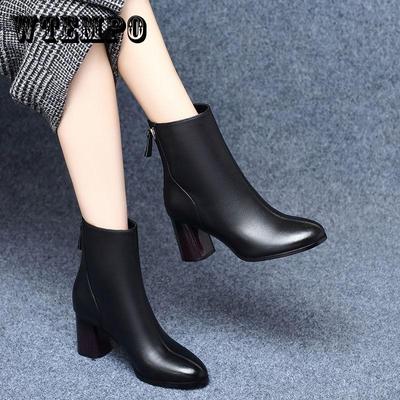 Женские ботильоны на квадратном каблуке с квадратным носком, высокие толстые ботильоны с боковой молнией
