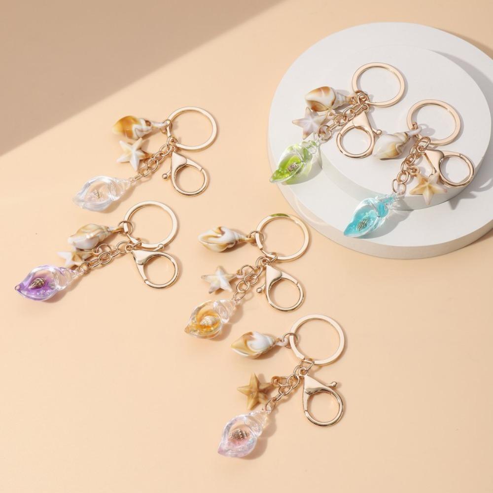 Backpack Decor Sea Beach Pendants Bohemian Style Starfish Shell Keyring  Summer