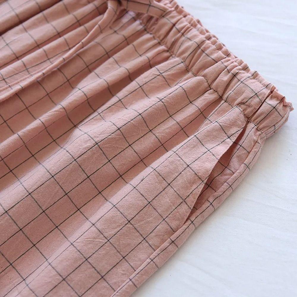 Cotton Sleeping Pants Plaid Pajama Pants Hot Trousers Woman