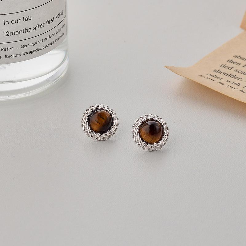 Серьги в стиле ретро во французском стиле, круглые янтарные серьги-закрутки, легкие и элегантные