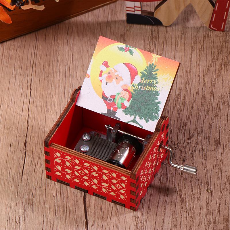 Рождественская деревянная музыкальная шкатулка с рукояткой на Хэллоуин, веселое рождественское украшение для дома, подарок на Рождество, день рождения, год