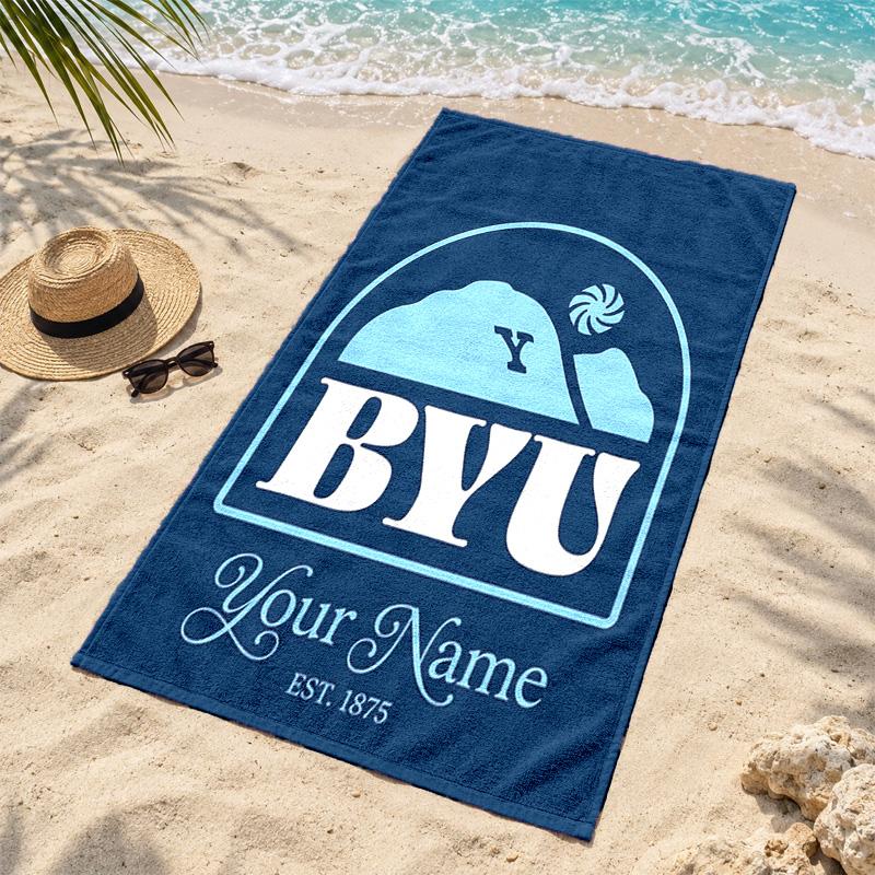 BYU Cougars Custom Name Beach towels also serve as bath towels summer essential a musthave for the outdoors the beach and the pool