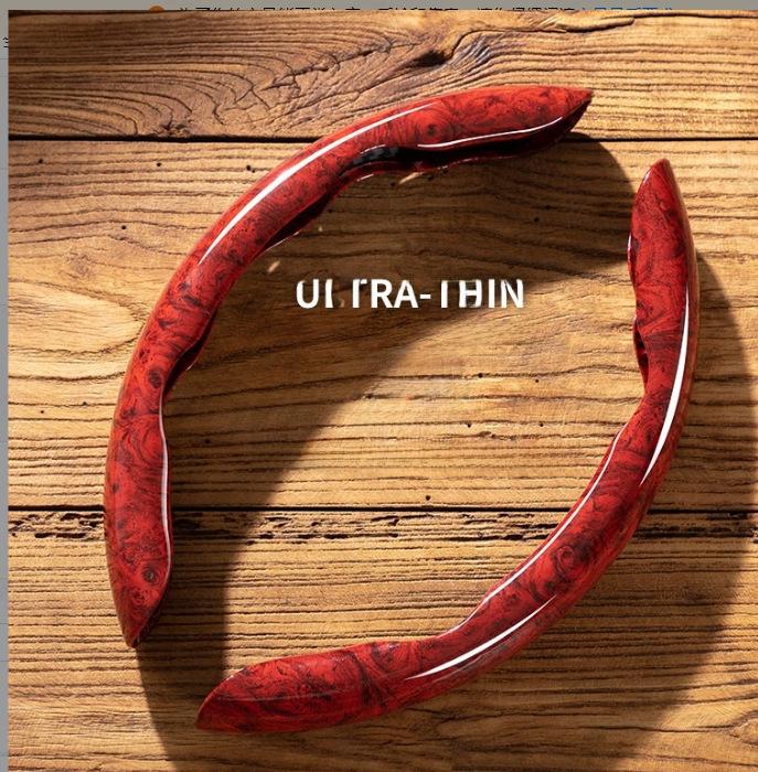 Mahogany Grain Anti-Slip Steering Wheel Cover for Men - Ultra-Thin, Year-Round Use