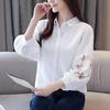 Spring Women Embroidered Shirt Summer Nine-point Sleeve Shirt Literary Women Temperament Lapel Casual Tops