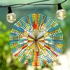 Multicolor Patchwork Openwork Mandala Wind Spinner - 3D Metal Garden & Patio Decor, Handcrafted Outdoor Hanging Ornament for Home