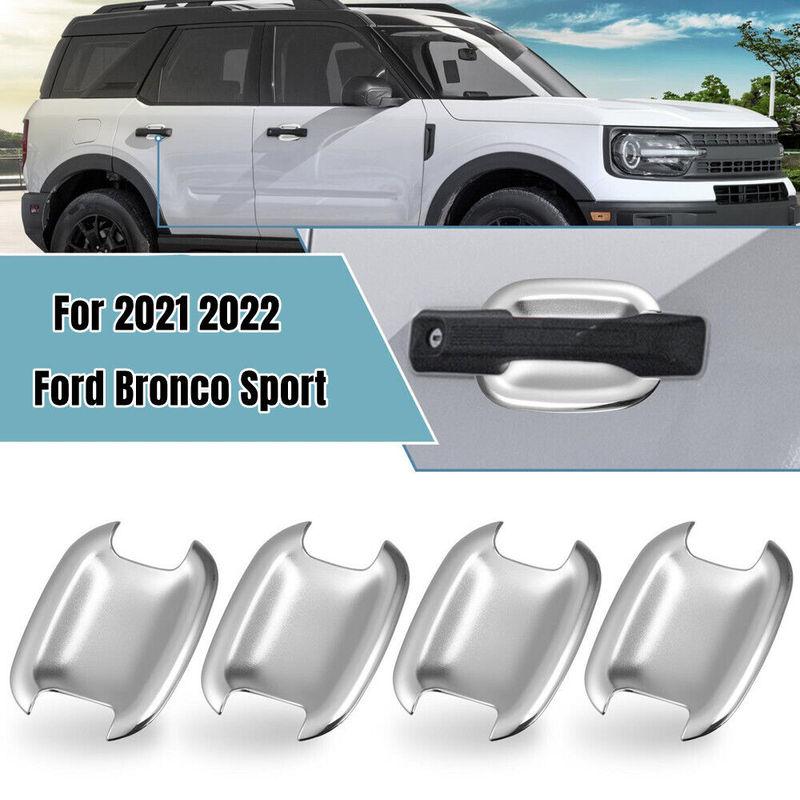 For Ford Bronco Sport 4Pcs Silver ABS Car Exterior Door Handle Bowl Cup Cover Guard Trim Case Accessories Chrome