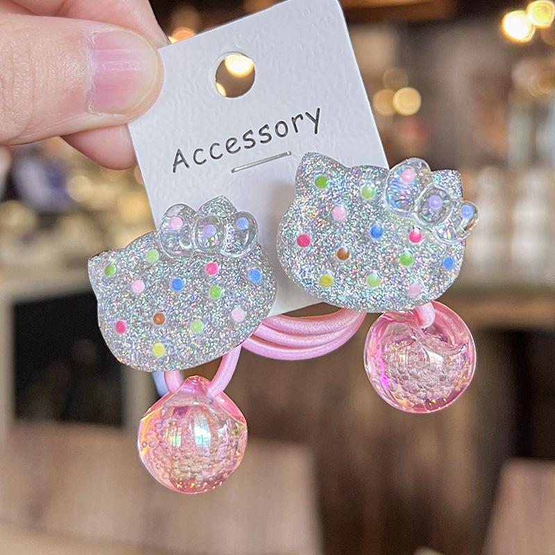 2PCS New Lovely Silvery Shimmering Polka Dots Girls Elastic Hair Bands Hair Accessories Children Hair Ties Baby Headwear