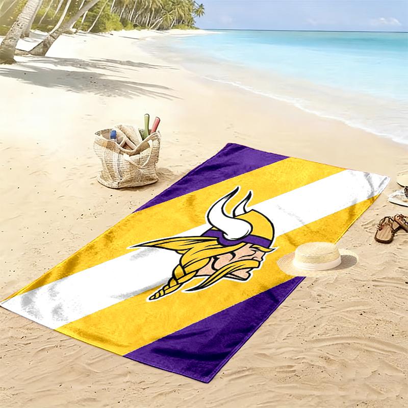 Minnesota Vikings Print Beach Towel, Large Soft Quick Dry Towel for Beach Camping Swimming