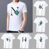 Men's T-shirt Basic Print Short Sleeve Anime Top Leaf Lettern Series Casual White O-neck Youth Men's Commuter Comfortable Shirt