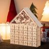 Wooden Christmas Advent Calendar with 24 Empty Storage Drawers House Shape Christmas Countdown Calendar Home Decor