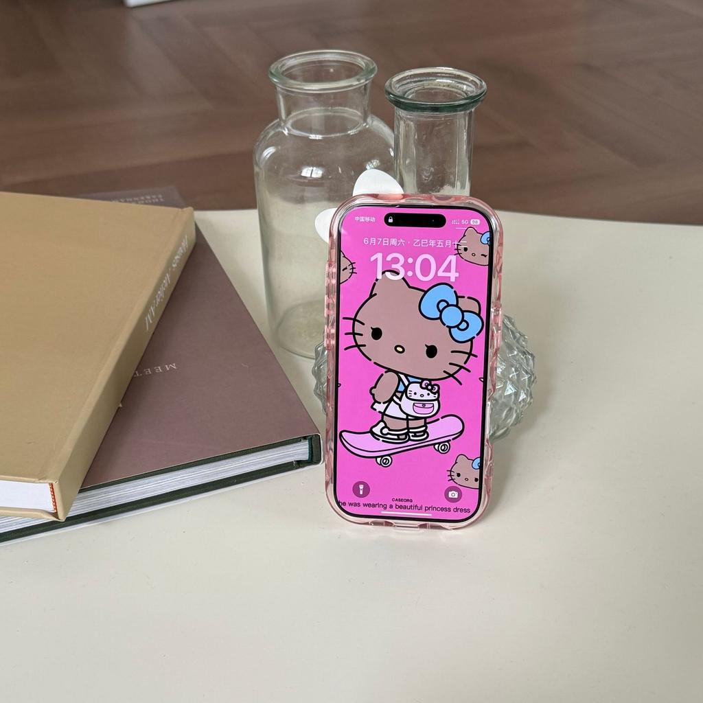 Милый чехол для телефона Apple 16pro с Китти на скейтборде, iPhone15Max, с блестками, 14plus, противоударный, 13
