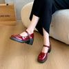 Xiaoxiangfeng Temperament Mary Jane Shoes French Pure Desire Style One-word Buckle Single Shoes Versatile Gentle Light Mouth Thick Heel High Heels
