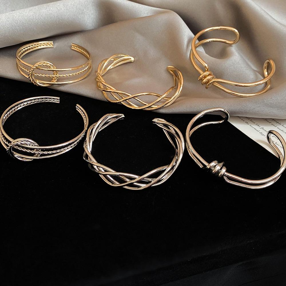 Железные браслеты-манжеты Золотой Серебряный Преувеличенный браслет Уникальный широкий открытый браслет Девушки