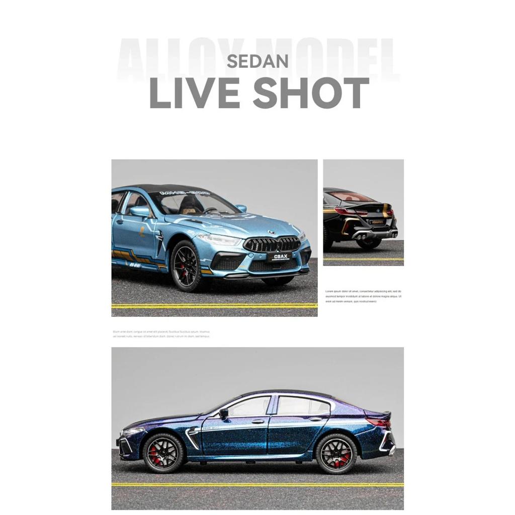 1/24 BMW M8 Alloy Superscar Модель Масштаб Литой Металлический Автомобиль Звук и Свет Моделирование Коллекционные Игрушки Подарок На День Рождения Детей