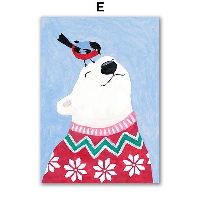 Рождественская елка Девочка Санта Клаус Машина Подарок Вечеринка Настенное искусство Холст Живопись Скандинавские постеры Принты Картина для гостиной Домашний декор