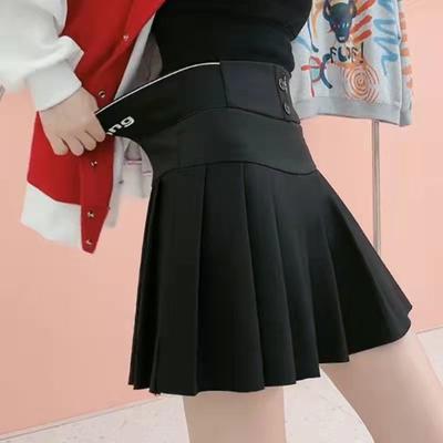 Y2K Harajuku плиссированная юбка на пуговицах с буквенным принтом, эластичная мини-юбка трапециевидной формы с высокой талией, корейская модная школьная кавайная женская юбка