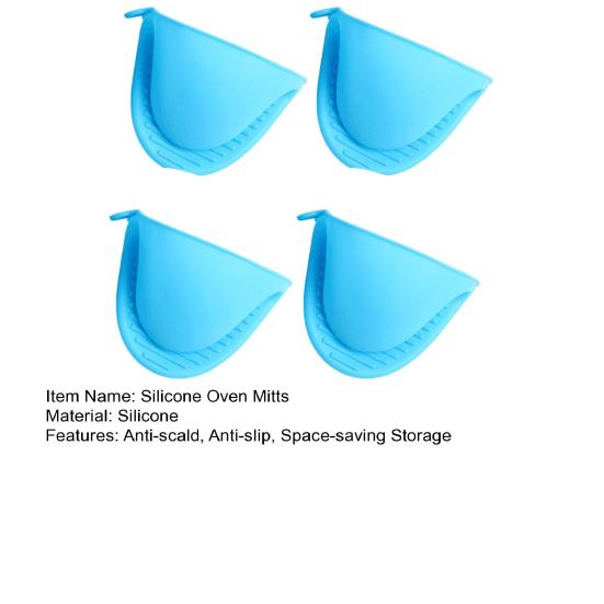 4Pcs Silicone Oven Mitts Heat Resistant Kitchen Mittens Pinch Mitts Anti-Scald Silicone Potholders Non-Slip Cooking Mitts Versatile Mini Oven Mitts