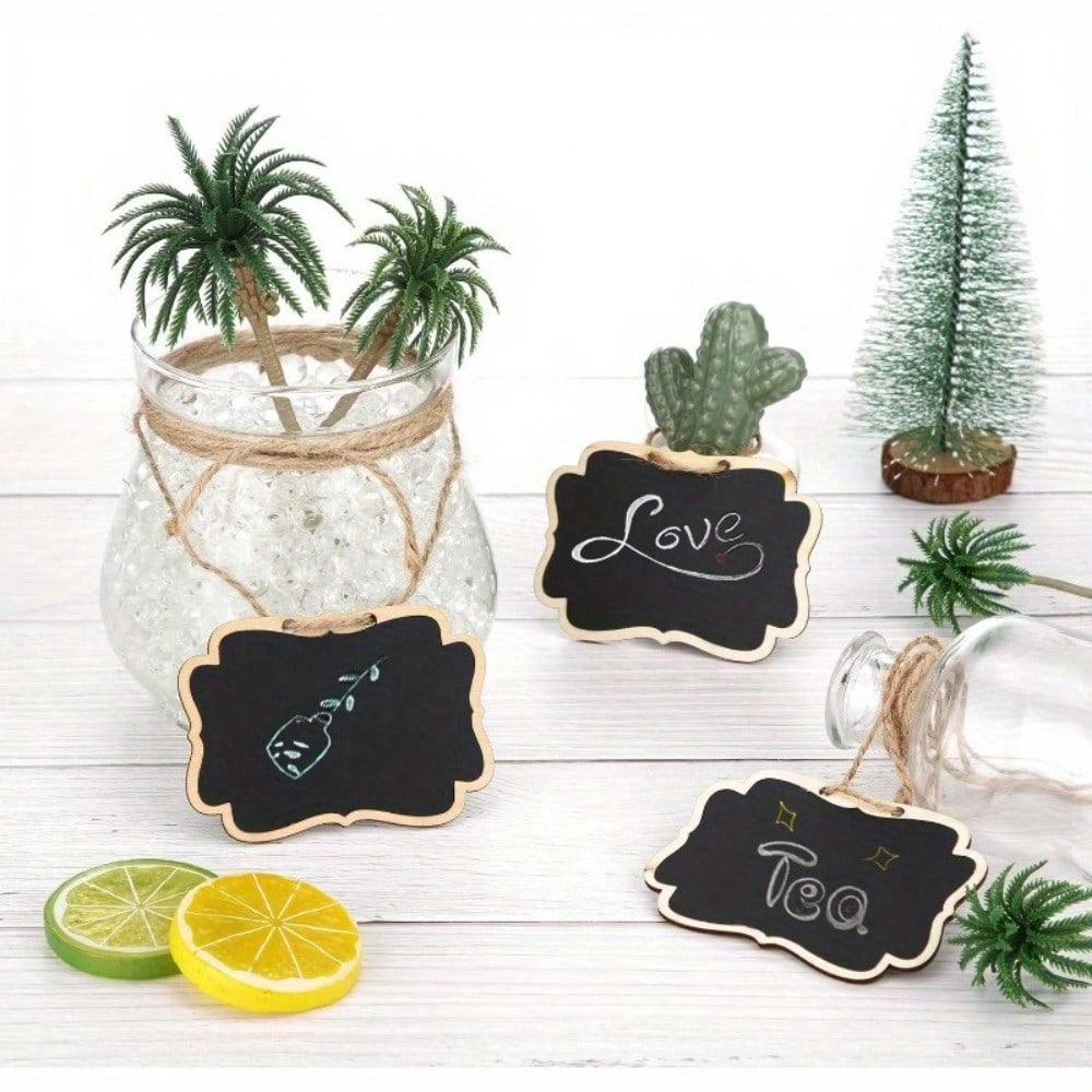 20pcs Chalkboard Tags Hanging Wooden Mini Signs Wooden Tags Hanging Chalkboard Labels Ideal Price Tags, Message Tags