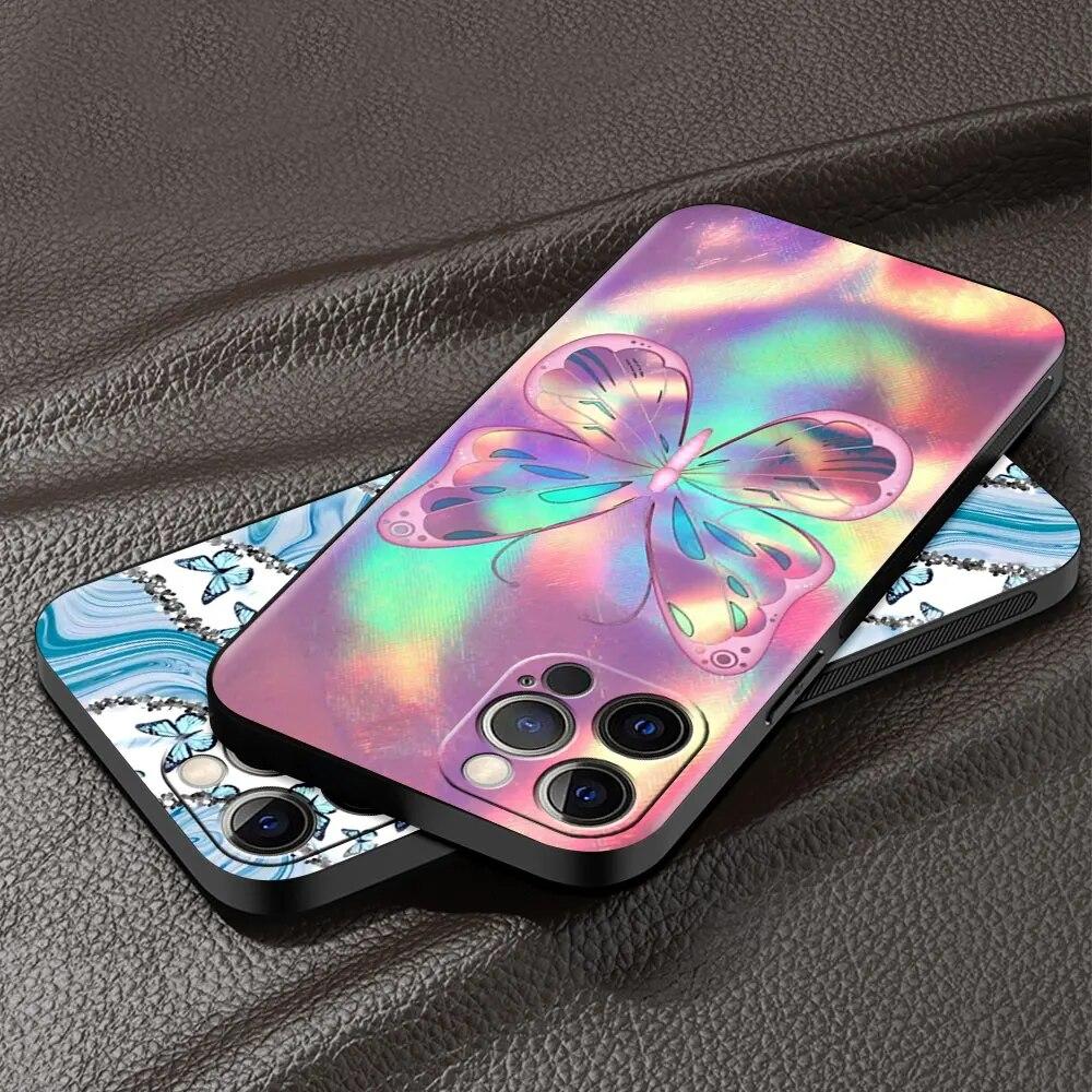Милый чехол для телефона с бабочкой для iPhone Samsung Galaxy Redmi Xiaomi Oppo OnePlus Note SA 7 8 9 10 11 12 13 14 20 21 22 23 53 54 Pro Max Ultra TPU Soft