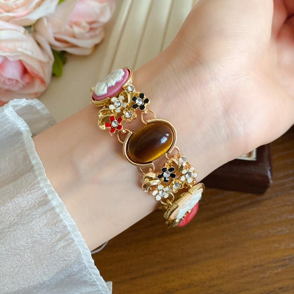 Rhinestone Baroque Bracelet Resin Women's Hand Bracelet Retro Enamel Bangle  Women Girl