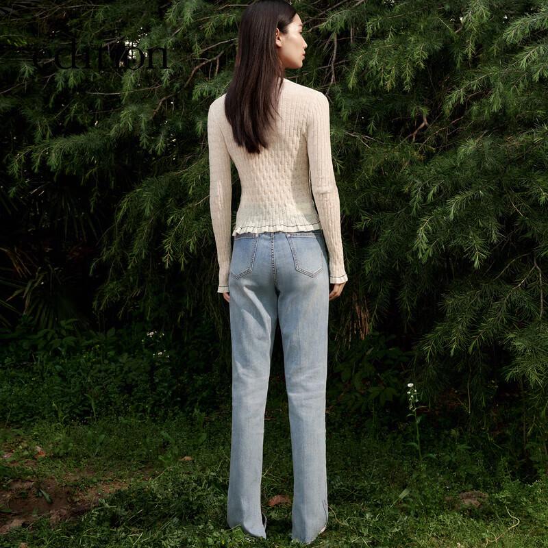 Edition Women's Sheer Textured Bell Sleeve Knit Cardigan