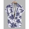 Tropical Coconut Tree Pattern Men's Short Sleeve Button Down Lapel Shirt For Summer Resort Holiday Hawaiian Style Oversized Tops