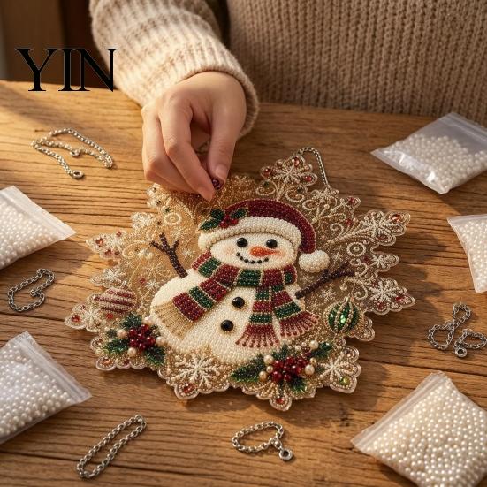 Christmas Craft Kits for Adults Faux Pearl Painting Suncatcher Art Kit, Acrylic Snowflake Shape Board Decorative Gemstone Ornament Sets with