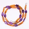 Natural Amethyst Carnelian Gemstone Beads Necklace 3-16 Mm 18" UB-8009 UB-8009