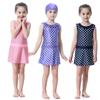 Двухсекционный купальник для девочек, купальный костюм без рукавов с разрезом для детей, детский купальный костюм, исламские комплекты купальных костюмов в горошек