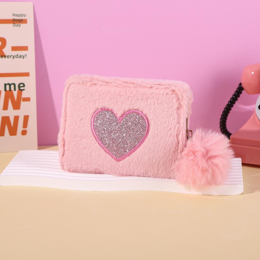 Женский мини-кошелек с вышитым сердечком, короткий кошелек для монет, мини-кошелек для кредиток, сумка для удостоверения личности M7F3