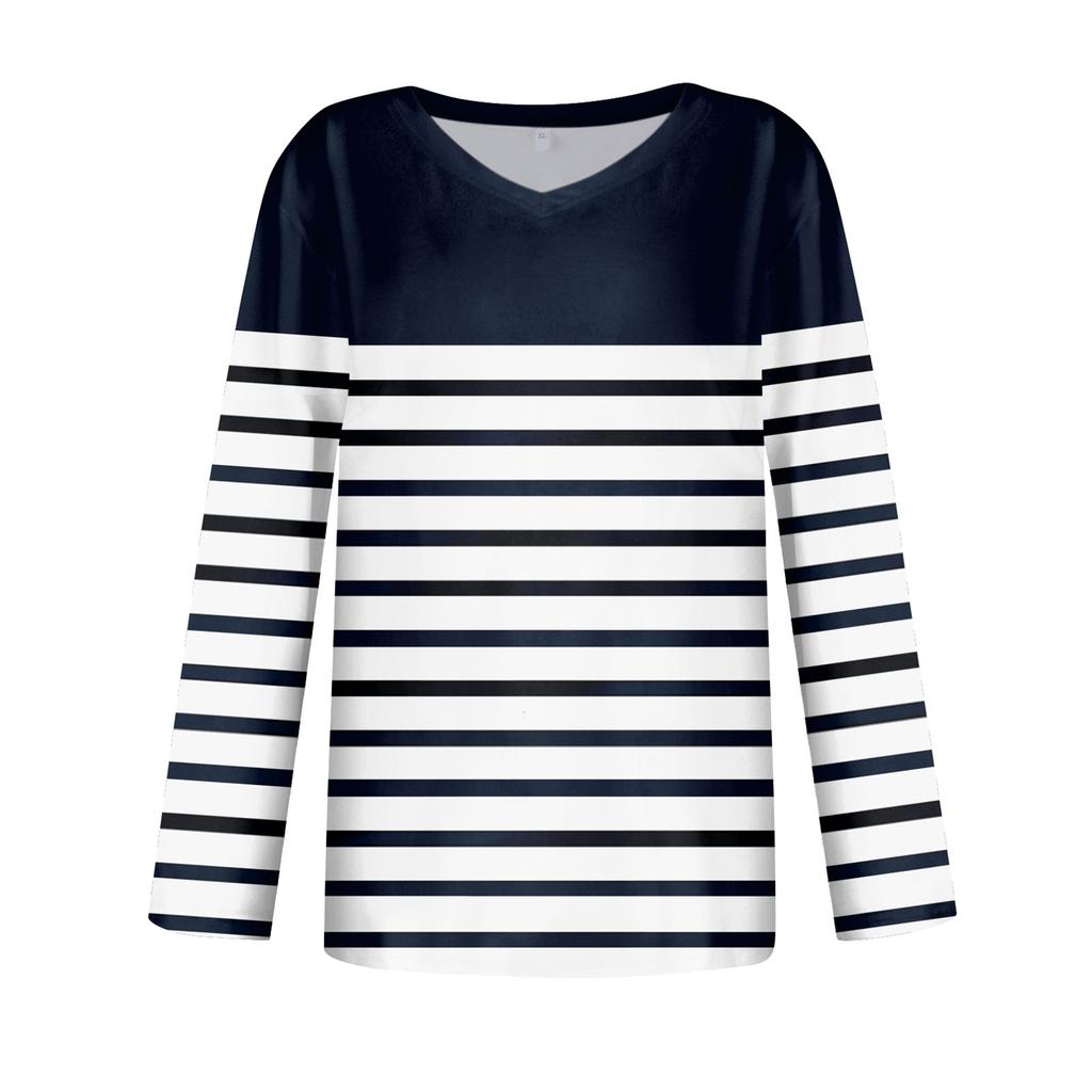 Жен. Футболка Футболка С принтом Длинный рукав Повседневные Выходные Повседневные Классический V-образный вырез Обычный Осень Зима Верхушки