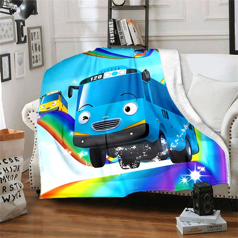 1pc Blanket Tayo the Little Bus Print Design, Lightweight Blanket for Sofa, Bed- Soft &Warm, Gift for All Seasons like Christmas, Halloween
