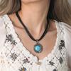 BLINGBAY Женское ожерелье с подвеской в стиле бохо, ретро, этническое, бирюзовое, геометрическое ожерелье с подвеской, подарок на день рождения для девочки