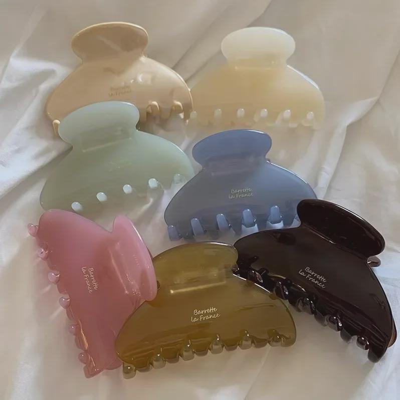 Французская золотая этикетка Jelly Solid Color Medium Hair Clip - Acetic Acid Half-Claw Shark Clip