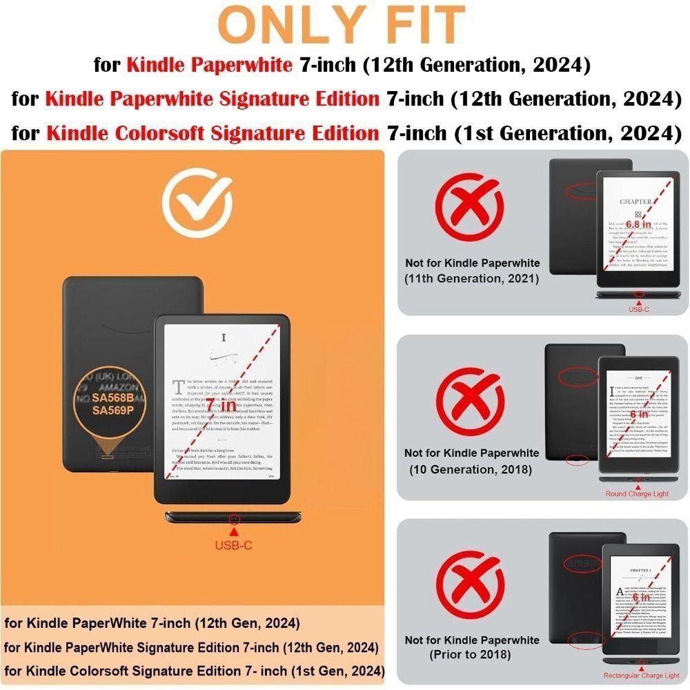 Чехол-подставка для электронной книги с функцией автоматического включения/выключения, съемная регулируемая обложка-подставка для Kindle Paperwhite 12-го поколения 2025 7 дюймов Colorsoft