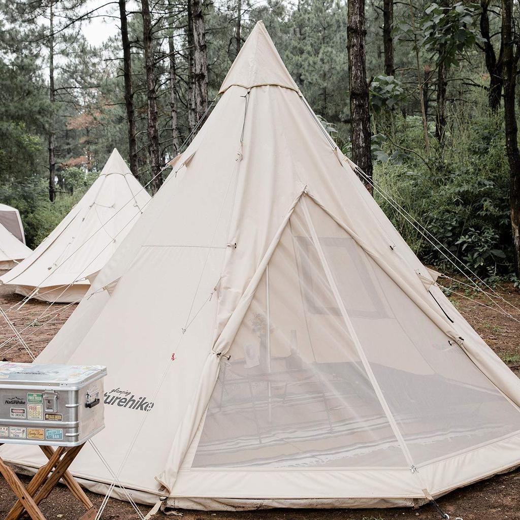 Палатка Naturehike One Pole Tent TC Материал Хлопок Характеристики Водонепроницаемая хлопковая парусина Семейная кемпинговая палатка Кемпинговая палатка с колокольчиком на 4 сезона из хлопка (хаки