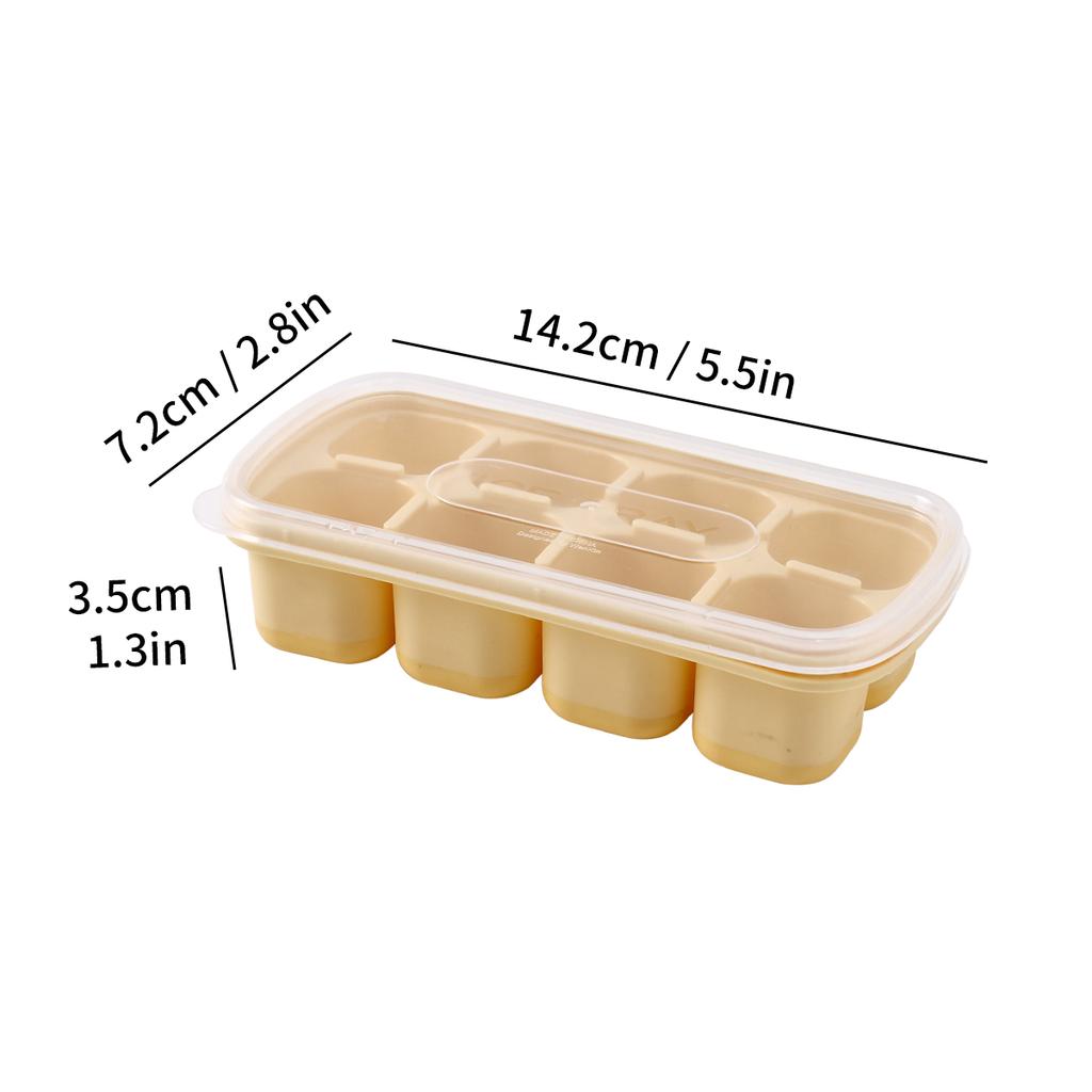 Ice Cube Tray With Lid Refrigerator Silicone Ice Mold Reusable 8 Grids Ice Cube Maker Kitchen Accessories Ice Cube Box