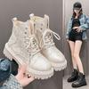 2025 New Women's Ankle Boots with Laces Boots Lace-up Winter Large Size Warm Female Short Shoes Fashion Autumn Spring New Trend