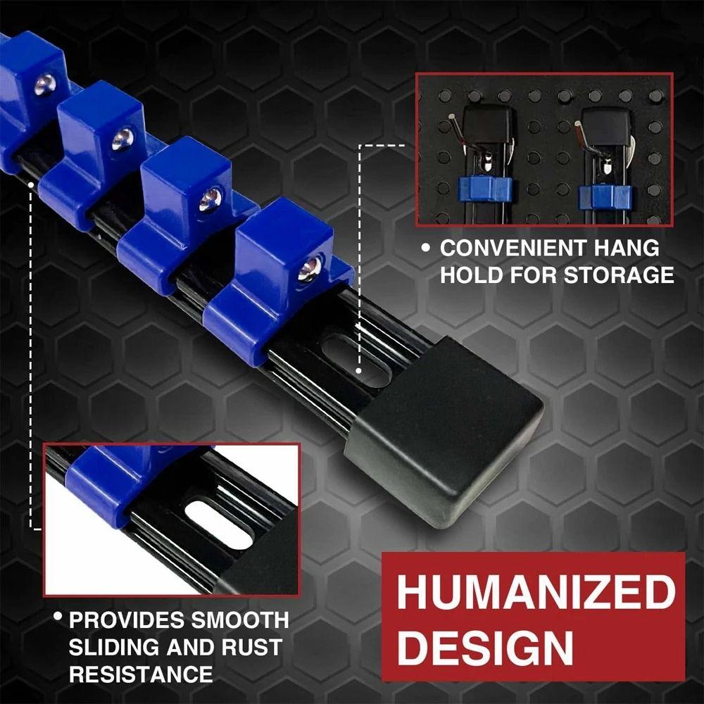 1/4Inch 3/8Inch 1/2Inch Socket Rack Large Capacity Socket Storage Rack Socket Clip Rail Holder