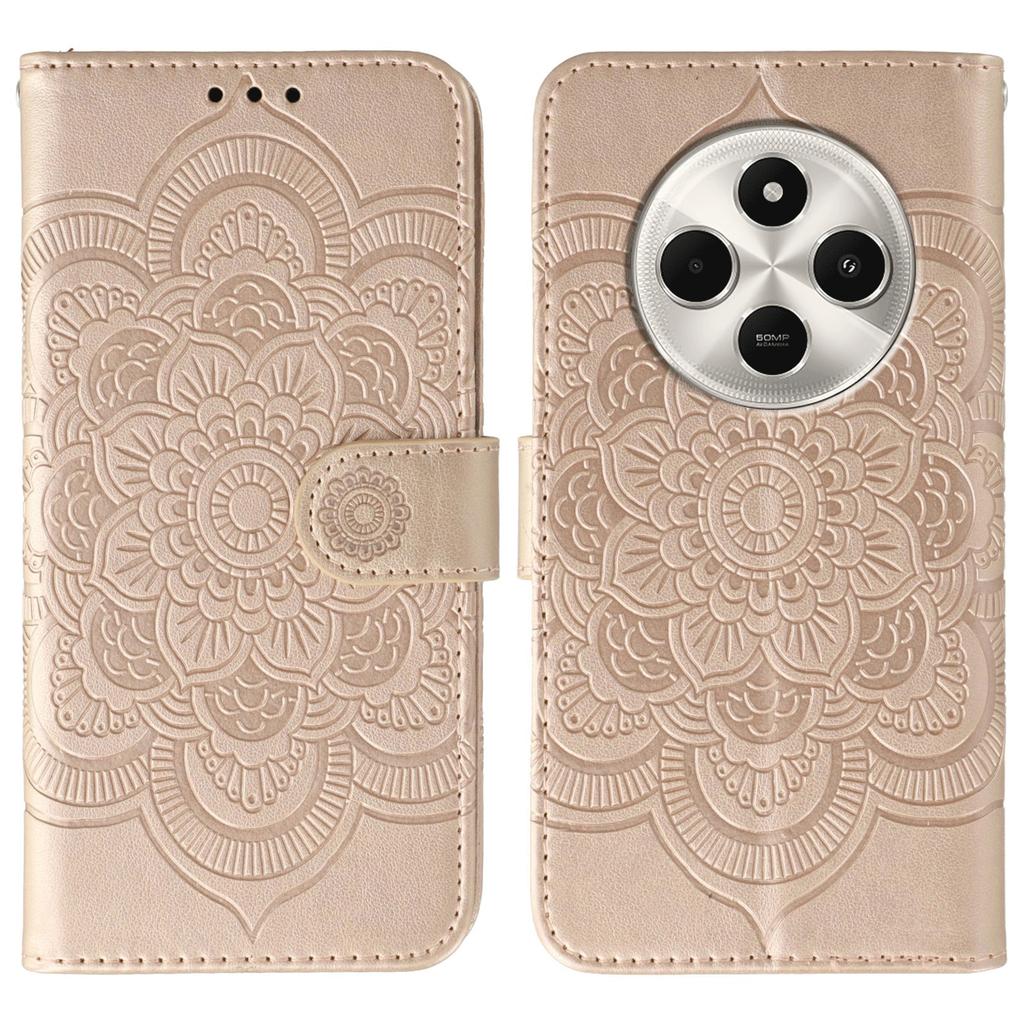 Phone Case For Xiaomi Poco C75 4G/Poco M7 5G/Redmi 14C 4G/14R 5G PU Leather Mandala Imprinted Design Wallet Cover