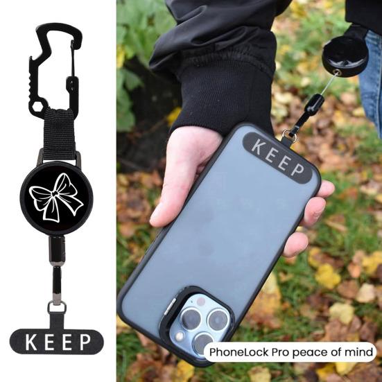 Пряжка для мобильного телефона Выдвижной держатель с шнуром 60 см для быстрого доступа Нержавеющая сталь Противоугонный ремень-зажим Аксессуар для телефона