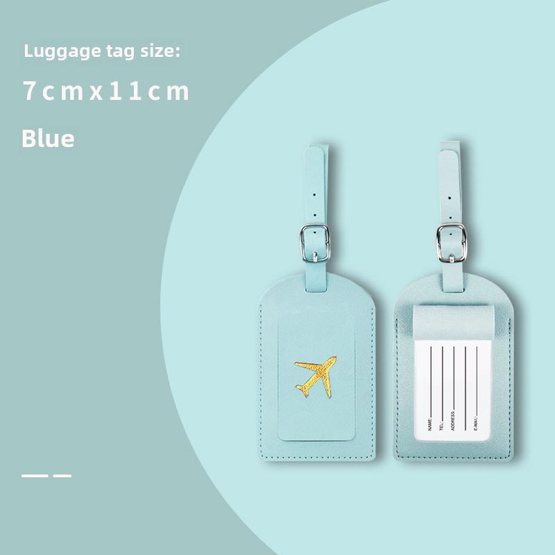 "PU Leather Luggage Tag & Passport Cover Set with Cross-Border Airplane Design"